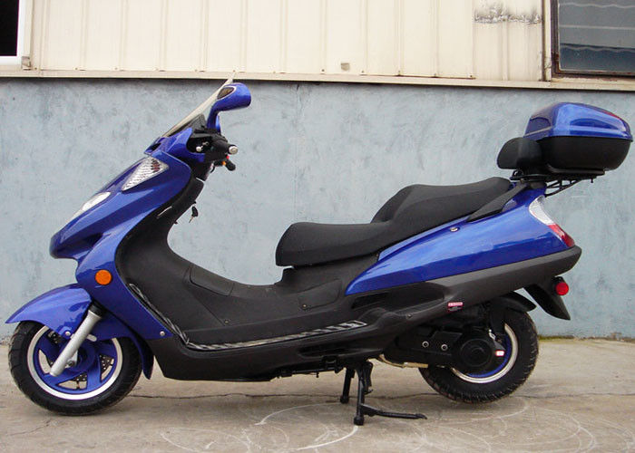 दो हेडलाइट ब्लू एडल्ट गैस स्कूटर, 2 सीट्स रियल लेदर के साथ 150cc मोटर स्कूटर