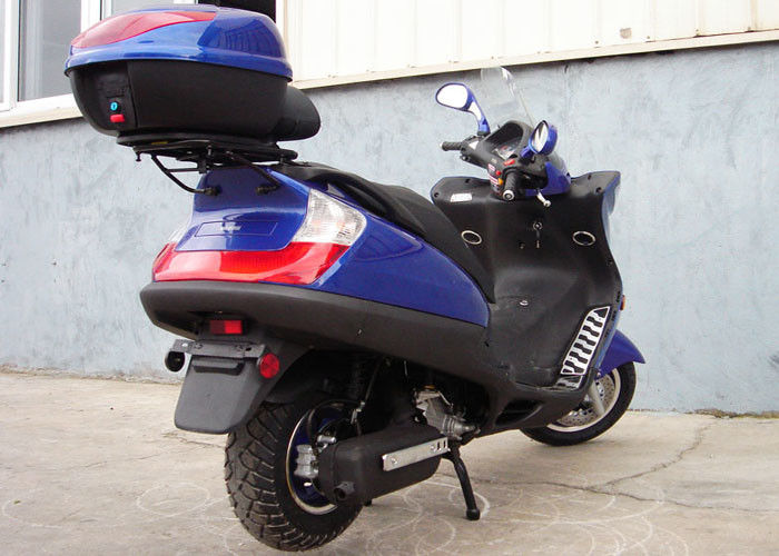 दो हेडलाइट ब्लू एडल्ट गैस स्कूटर, 2 सीट्स रियल लेदर के साथ 150cc मोटर स्कूटर