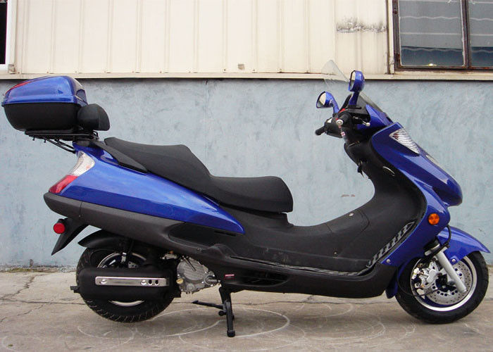 दो हेडलाइट ब्लू एडल्ट गैस स्कूटर, 2 सीट्स रियल लेदर के साथ 150cc मोटर स्कूटर