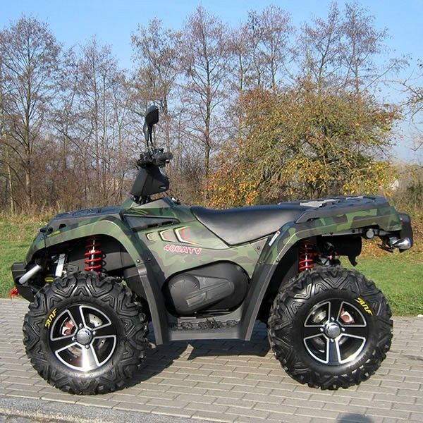 एल्युमीनियम रिम इलेक्ट्रिक शिफ्ट के साथ ऑइल कूल्ड 400cc फोर व्हील एटीवी डबल / सिंगल ए-आर्म