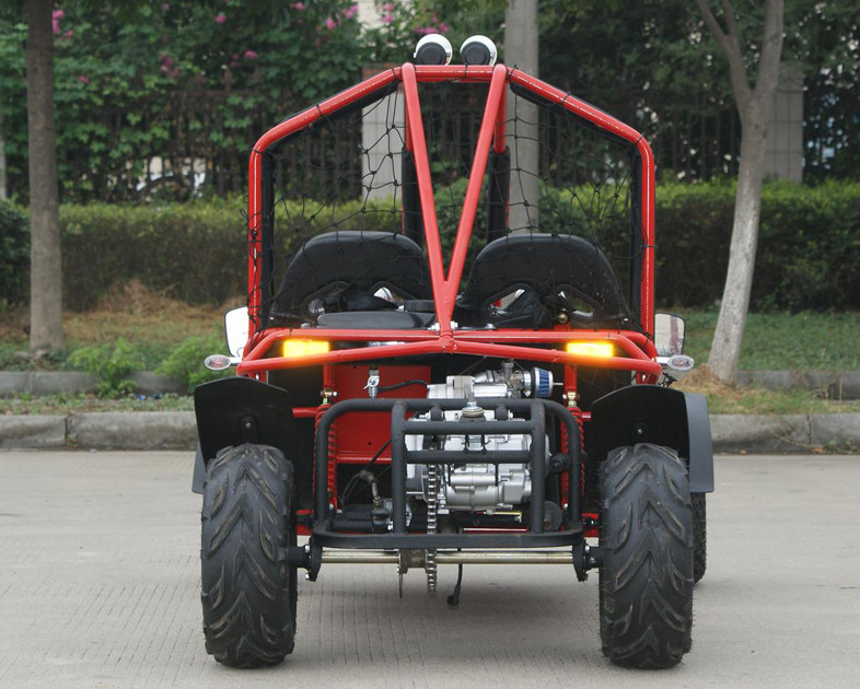 110cc एयर कूल्ड CDI इलेक्टि्रक सिंगल सीट गो कार्ट ट्रेक ब्रेक 12V 6.5AH बैटरी